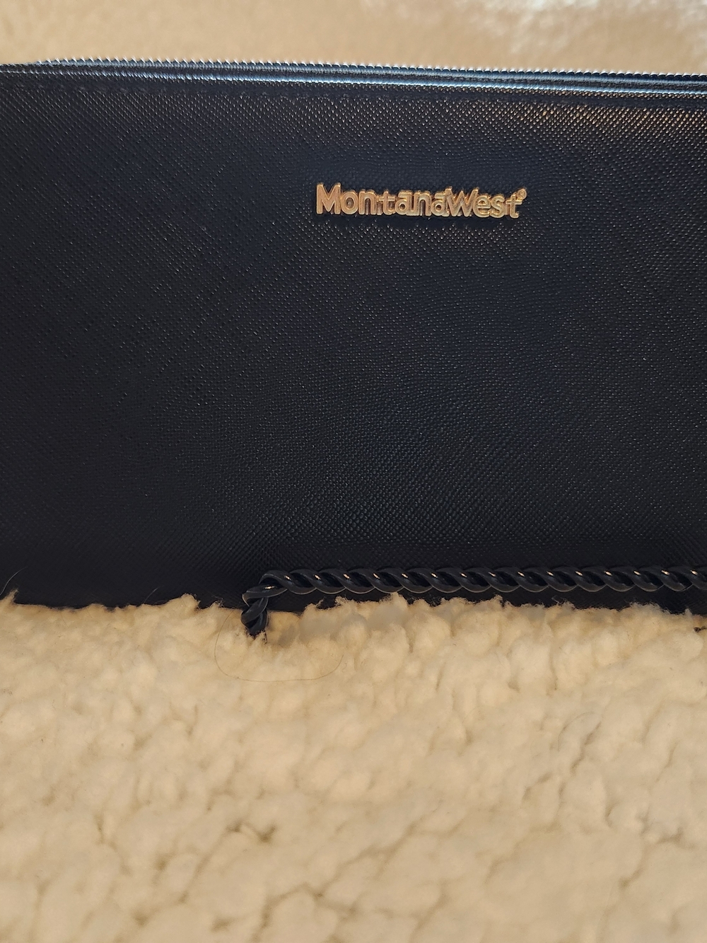 Montana West Black Textured Wallet with Gold Logo